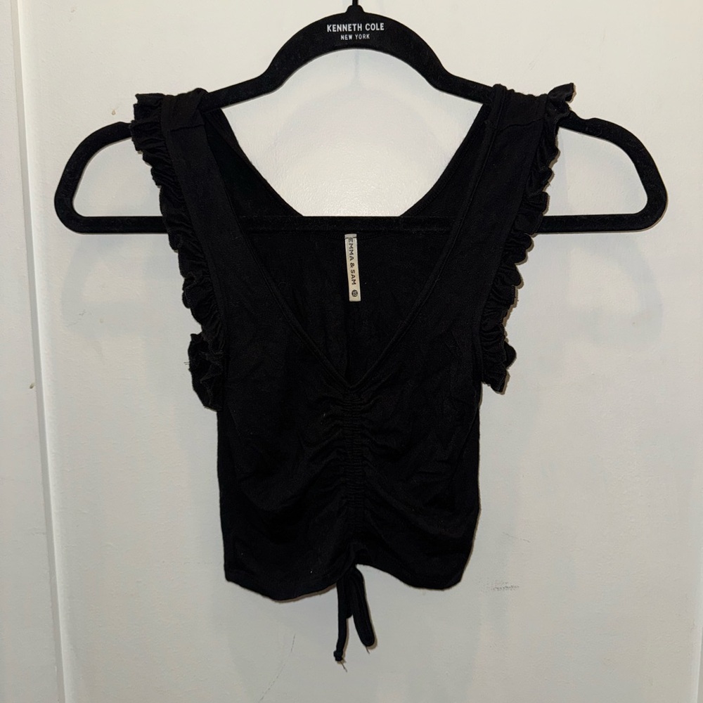 Emma & Sam (LF) Black Ruffled Women's Top
